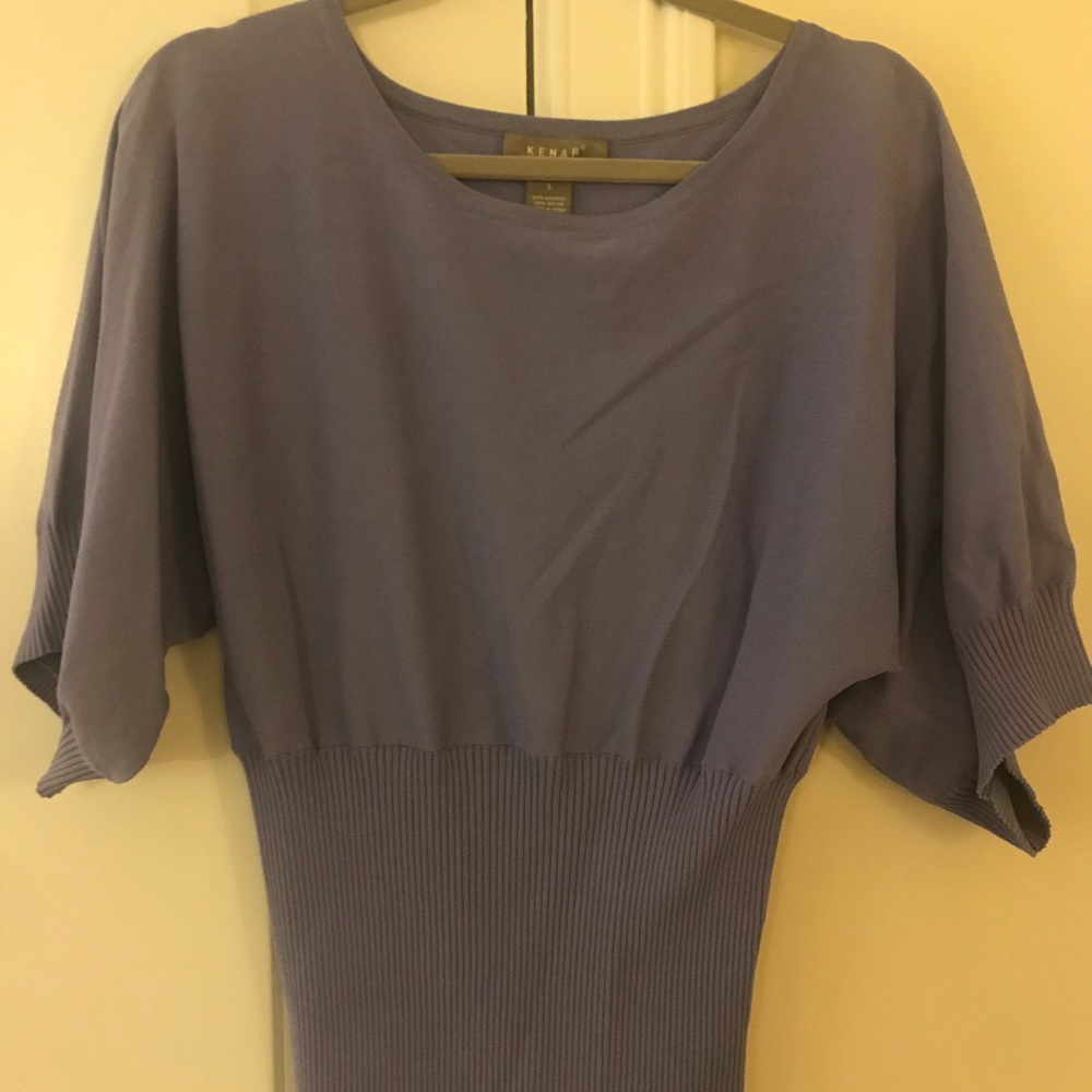 Kenar knit 3/4 sleeve summer fine knit sweater L